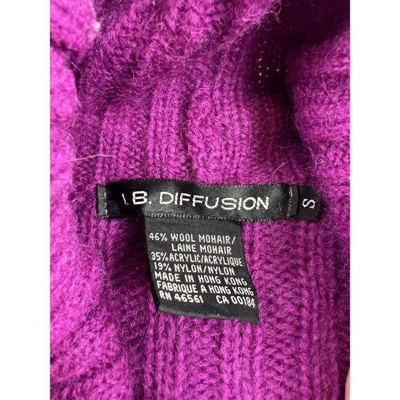 Vintage IB Diffusion Sweater Womens S Purple Wool Mohair Cardigan Shawl 4 button - Picture 5 of 8